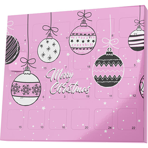 XS Adventskalender Weihnachtskugeln , M&M\'s, rosa / weiß, Vollkartonhülle, weiß, 1,60cm x 12,00cm x 14,00cm (Länge x Höhe x Breite), Bild 1