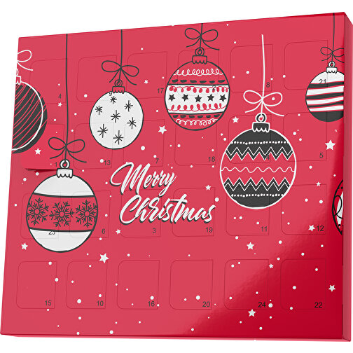 XS Adventskalender Weihnachtskugeln , M&M\'s, dunkelrot / weiß, Vollkartonhülle, weiß, 1,60cm x 12,00cm x 14,00cm (Länge x Höhe x Breite), Bild 1