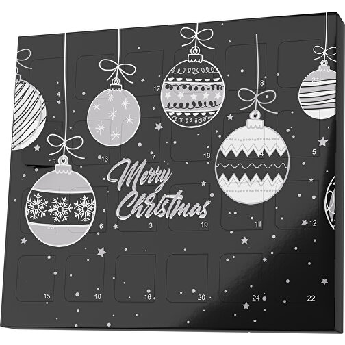 XS Adventskalender Weihnachtskugeln , M&M\'s, schwarz / hellgrau, Vollkartonhülle, weiss, 1,60cm x 12,00cm x 14,00cm (Länge x Höhe x Breite), Bild 1