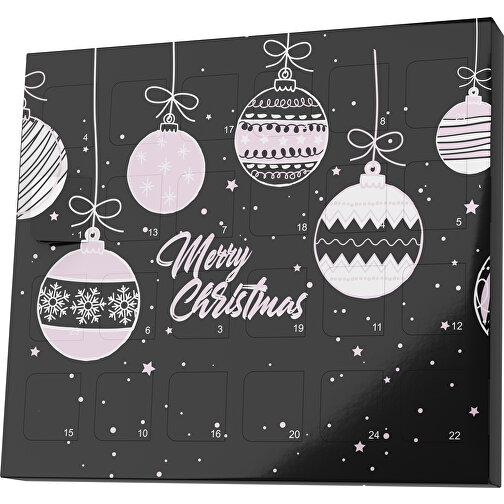 XS Adventskalender Weihnachtskugeln , M&M\'s, schwarz / zartrosa, Vollkartonhülle, weiss, 1,60cm x 12,00cm x 14,00cm (Länge x Höhe x Breite), Bild 1