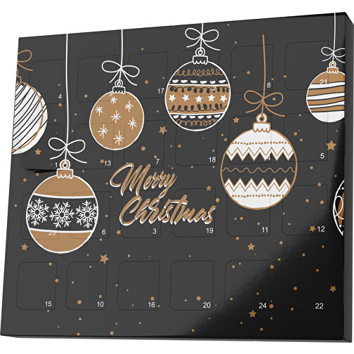 XS Adventskalender Weihnachtskugeln , M&M\'s, schwarz / erdbraun, Vollkartonhülle, weiss, 1,60cm x 12,00cm x 14,00cm (Länge x Höhe x Breite), Bild 1