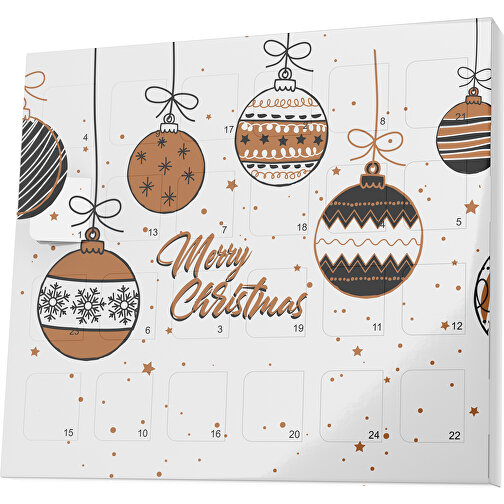 XS Adventskalender Weihnachtskugeln , M&M\'s, weiß / braun, Vollkartonhülle, weiß, 1,60cm x 12,00cm x 14,00cm (Länge x Höhe x Breite), Bild 1