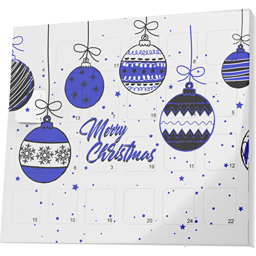 XS Adventskalender Weihnachtskugeln , M&M\'s, weiß / blau, Vollkartonhülle, weiß, 1,60cm x 12,00cm x 14,00cm (Länge x Höhe x Breite), Bild 1