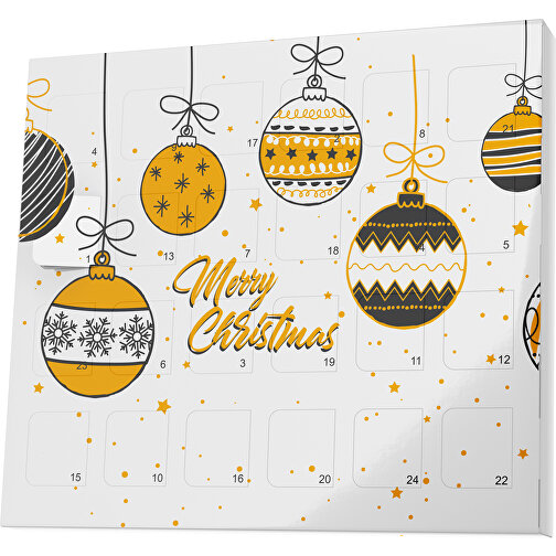 XS Adventskalender Weihnachtskugeln , M&M\'s, weiß / kürbisorange, Vollkartonhülle, weiß, 1,60cm x 12,00cm x 14,00cm (Länge x Höhe x Breite), Bild 1