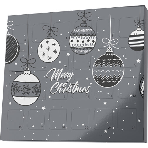 XS Adventskalender Weihnachtskugeln , Brandt, dunkelgrau / weiß, Vollkartonhülle, weiß, 1,60cm x 12,00cm x 14,00cm (Länge x Höhe x Breite), Bild 1