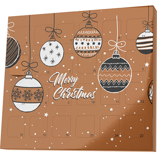 XS Adventskalender Weihnachtskugeln , Brandt, braun / weiß, Vollkartonhülle, weiß, 1,60cm x 12,00cm x 14,00cm (Länge x Höhe x Breite), Bild 1