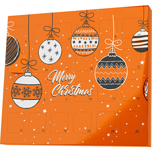 XS Adventskalender Weihnachtskugeln , Brandt, orange / weiß, Vollkartonhülle, weiß, 1,60cm x 12,00cm x 14,00cm (Länge x Höhe x Breite), Bild 1