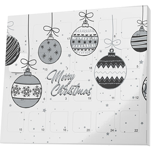 XS Adventskalender Weihnachtskugeln , Brandt, weiß / silber, Vollkartonhülle, weiß, 1,60cm x 12,00cm x 14,00cm (Länge x Höhe x Breite), Bild 1