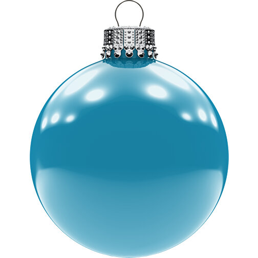 Bola de árbol de Navidad mediana 66 mm, corona plateada, brillante, Imagen 1