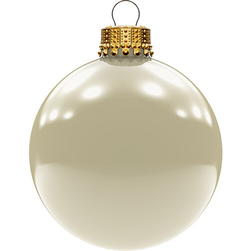 Bola de árbol de Navidad mediana 66 mm, corona dorada, brillante, Imagen 1