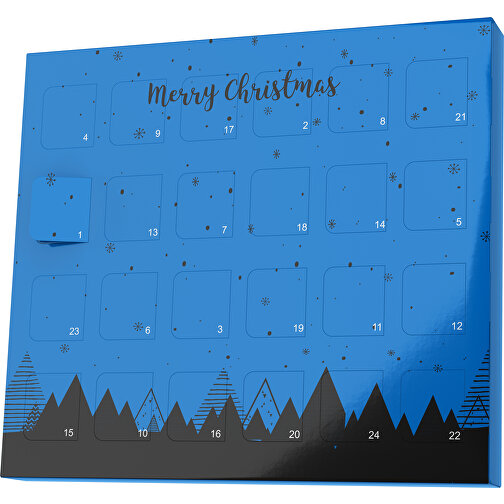XS Adventskalender Weihnachtswald , M&M\'s, kobaltblau / schwarz, Vollkartonhülle, weiß, 1,60cm x 12,00cm x 14,00cm (Länge x Höhe x Breite), Bild 1