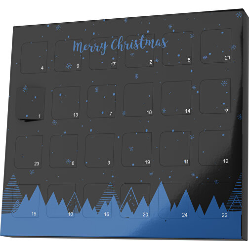 XS Adventskalender Weihnachtswald , M&M\'s, schwarz / dunkelblau, Vollkartonhülle, weiß, 1,60cm x 12,00cm x 14,00cm (Länge x Höhe x Breite), Bild 1