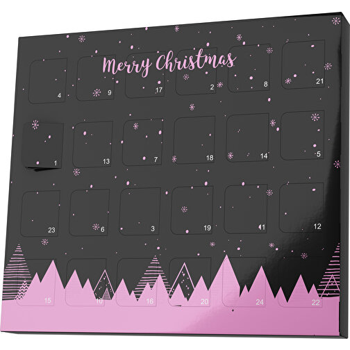 XS Adventskalender Weihnachtswald , M&M\'s, schwarz / rosa, Vollkartonhülle, weiß, 1,60cm x 12,00cm x 14,00cm (Länge x Höhe x Breite), Bild 1