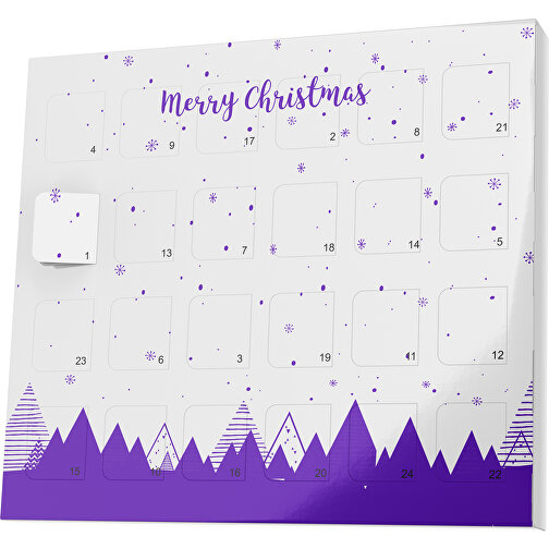 XS Adventskalender Weihnachtswald , M&M\'s, weiß / violet, Vollkartonhülle, weiß, 1,60cm x 12,00cm x 14,00cm (Länge x Höhe x Breite), Bild 1