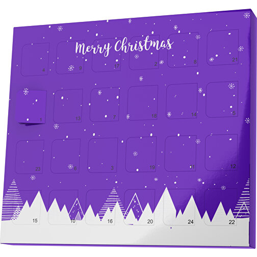 XS Adventskalender Weihnachtswald , Brandt, violet / weiß, Vollkartonhülle, weiß, 1,60cm x 12,00cm x 14,00cm (Länge x Höhe x Breite), Bild 1