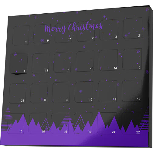 XS Adventskalender Weihnachtswald , Brandt, schwarz / violet, Vollkartonhülle, weiß, 1,60cm x 12,00cm x 14,00cm (Länge x Höhe x Breite), Bild 1