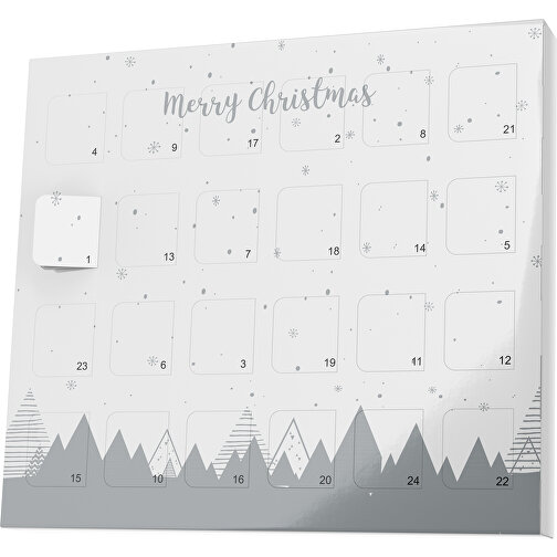 XS Adventskalender Weihnachtswald , Brandt, weiss / silber, Vollkartonhülle, weiss, 1,60cm x 12,00cm x 14,00cm (Länge x Höhe x Breite), Bild 1