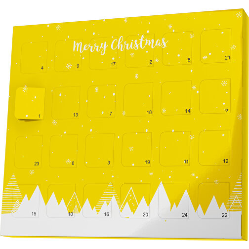 XS Adventskalender Weihnachtswald , Brandt, goldgelb / weiß, Vollkartonhülle, weiß, 1,60cm x 12,00cm x 14,00cm (Länge x Höhe x Breite), Bild 1