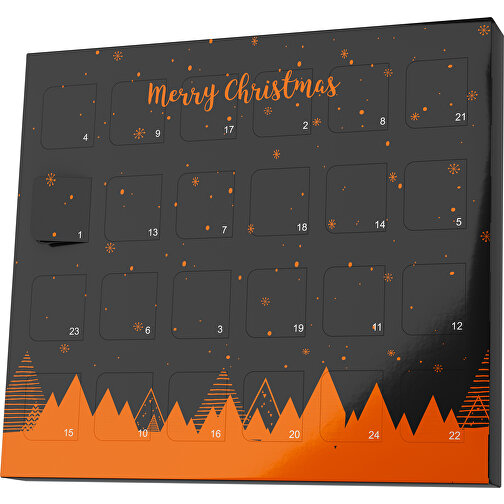 XS Adventskalender Weihnachtswald , Brandt, schwarz / orange, Vollkartonhülle, weiss, 1,60cm x 12,00cm x 14,00cm (Länge x Höhe x Breite), Bild 1