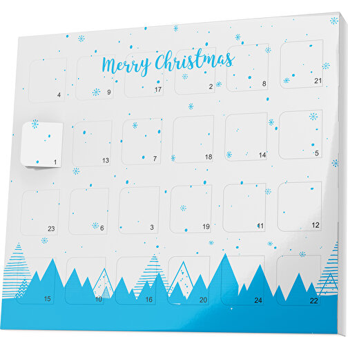 XS Adventskalender Weihnachtswald , Brandt, weiß / himmelblau, Vollkartonhülle, weiß, 1,60cm x 12,00cm x 14,00cm (Länge x Höhe x Breite), Bild 1