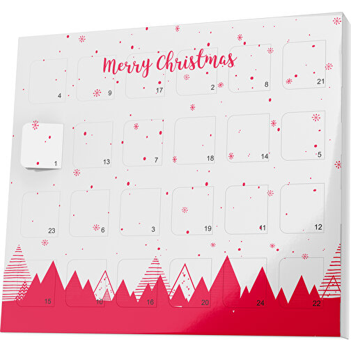 XS Adventskalender Weihnachtswald , Brandt, weiß / ampelrot, Vollkartonhülle, weiß, 1,60cm x 12,00cm x 14,00cm (Länge x Höhe x Breite), Bild 1