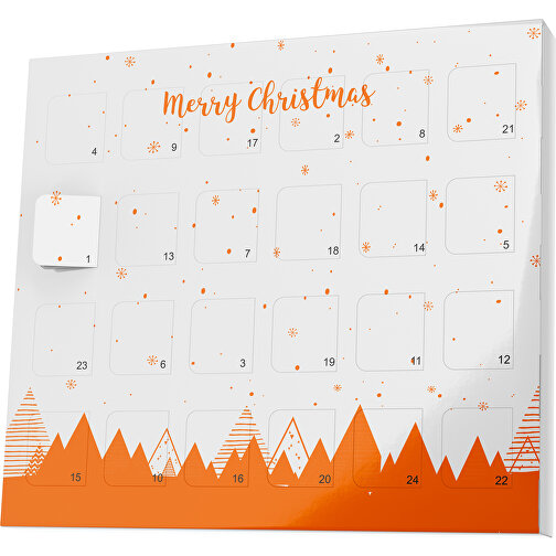 XS Adventskalender Weihnachtswald , Brandt, weiß / orange, Vollkartonhülle, weiß, 1,60cm x 12,00cm x 14,00cm (Länge x Höhe x Breite), Bild 1