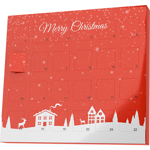 XS Adventskalender Weihnachtsdorf , M&M\'s, rot / weiß, Vollkartonhülle, weiß, 1,60cm x 12,00cm x 14,00cm (Länge x Höhe x Breite), Bild 1