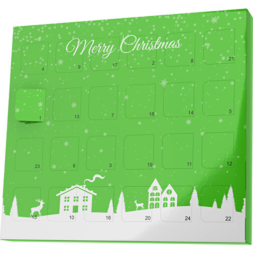 XS Adventskalender Weihnachtsdorf , M&M\'s, grasgrün / weiß, Vollkartonhülle, weiß, 1,60cm x 12,00cm x 14,00cm (Länge x Höhe x Breite), Bild 1