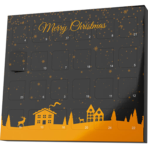 XS Adventskalender Weihnachtsdorf , M&M\'s, schwarz / gelborange, Vollkartonhülle, weiss, 1,60cm x 12,00cm x 14,00cm (Länge x Höhe x Breite), Bild 1