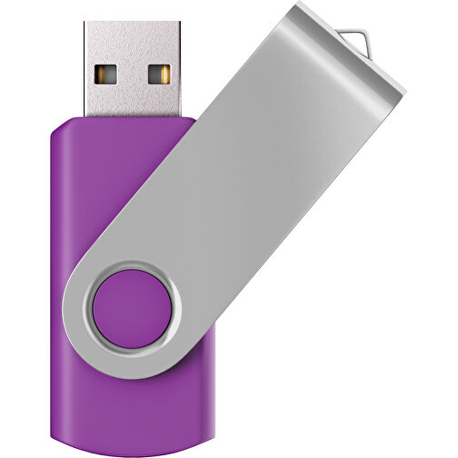 USB-Stick SWING Color 3.0 128 GB , Promo Effects MB , dunkelmagenta / silber MB , 131 GB , Kunststoff/ Aluminium MB , 5,70cm x 1,00cm x 1,90cm (Länge x Höhe x Breite), Bild 1