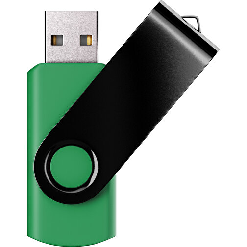 USB-Stick SWING Color 3.0 16 GB , Promo Effects MB , grün / schwarz MB , 16 GB , Kunststoff/ Aluminium MB , 5,70cm x 1,00cm x 1,90cm (Länge x Höhe x Breite), Bild 1