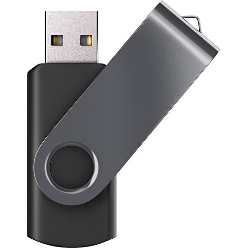 USB-Stick SWING Color 3.0 8 GB , Promo Effects MB , schwarz / dunkelgrau MB , 8 GB , Kunststoff/ Aluminium MB , 5,70cm x 1,00cm x 1,90cm (Länge x Höhe x Breite), Bild 1