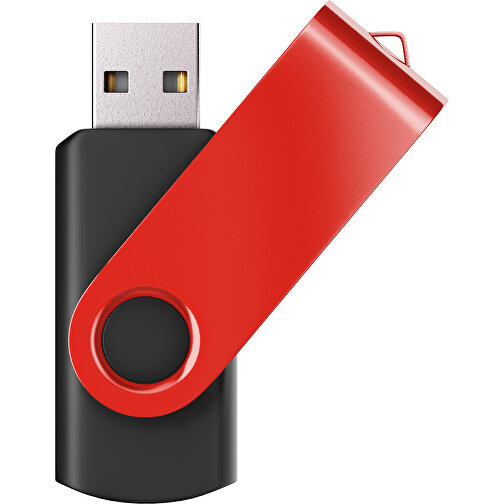 USB-Stick SWING Color 3.0 8 GB , Promo Effects MB , schwarz / rot MB , 8 GB , Kunststoff/ Aluminium MB , 5,70cm x 1,00cm x 1,90cm (Länge x Höhe x Breite), Bild 1