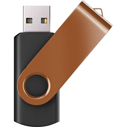 USB-Stick SWING Color 3.0 64 GB , Promo Effects MB , schwarz / braun MB , 65 GB , Kunststoff/ Aluminium MB , 5,70cm x 1,00cm x 1,90cm (Länge x Höhe x Breite), Bild 1