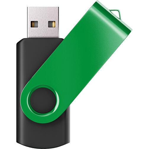 USB-Stick SWING Color 3.0 32 GB , Promo Effects MB , schwarz / grün MB , 32 GB , Kunststoff/ Aluminium MB , 5,70cm x 1,00cm x 1,90cm (Länge x Höhe x Breite), Bild 1
