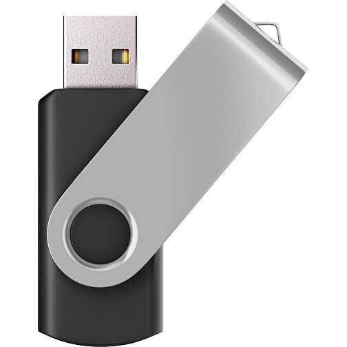 USB-Stick SWING Color 3.0 128 GB , Promo Effects MB , schwarz / hellgrau MB , 131 GB , Kunststoff/ Aluminium MB , 5,70cm x 1,00cm x 1,90cm (Länge x Höhe x Breite), Bild 1