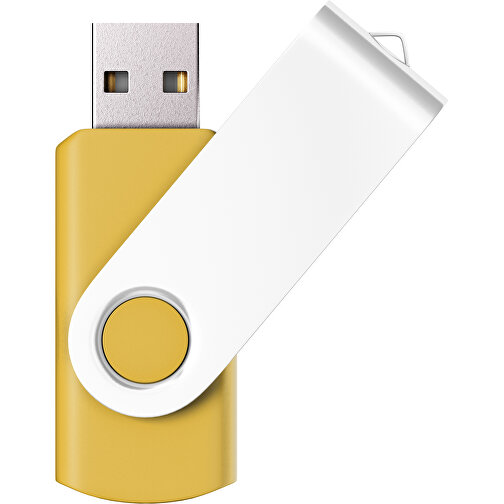 USB-Stick SWING Color 3.0 8 GB , Promo Effects MB , goldgelb / weiss MB , 8 GB , Kunststoff/ Aluminium MB , 5,70cm x 1,00cm x 1,90cm (Länge x Höhe x Breite), Bild 1