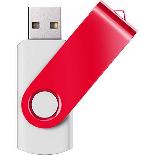 USB-Stick SWING Color 3.0 64 GB , Promo Effects MB , weiß / ampelrot MB , 65 GB , Kunststoff/ Aluminium MB , 5,70cm x 1,00cm x 1,90cm (Länge x Höhe x Breite), Bild 1