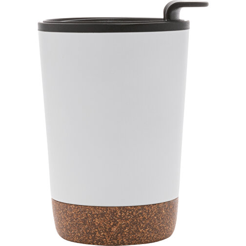 GRS RPP Edelstahl-Kaffeebecher Mit Kork, Weiß , weiß, Rostfreier Stahl - recycelt, 13,00cm (Höhe), Bild 3