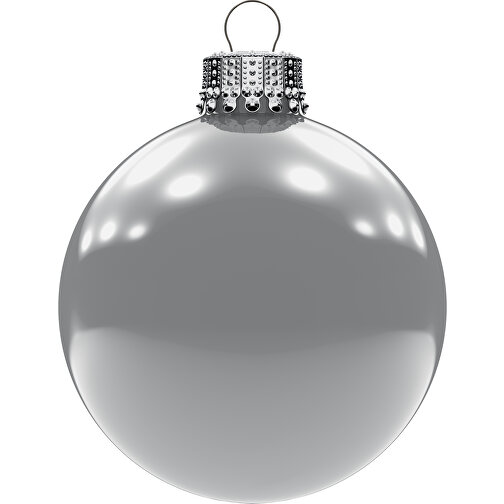 Petite boule de Noël 57 mm, couronne argentée, brillante, Image 1