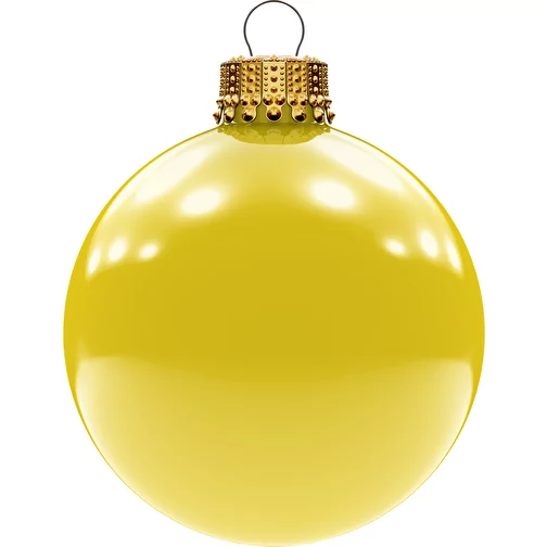 Boule de Noël moyenne 66 mm, couronne dorée, brillante, Image 1