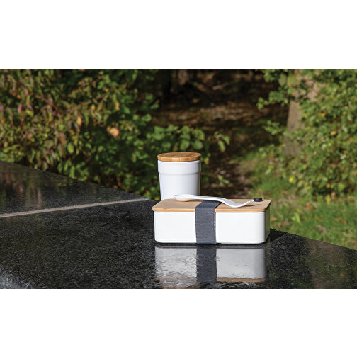RCS RPP Lunchbox Mit Bambusdeckel, Weiß , weiß, Polypropylen - recycelt, 19,00cm x 6,00cm (Länge x Höhe), Bild 2