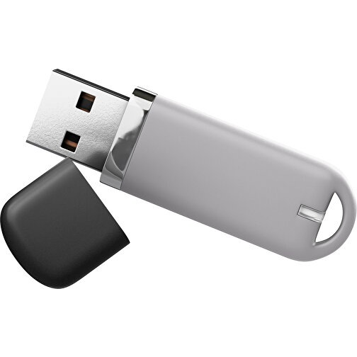 USB-Stick StylishDrive 2.0 , hellgrau /schwarz MB , 65 GB , Gummiplastik, Kunststoff MB , 6,20cm x 0,75cm x 2,00cm (Länge x Höhe x Breite), Bild 1