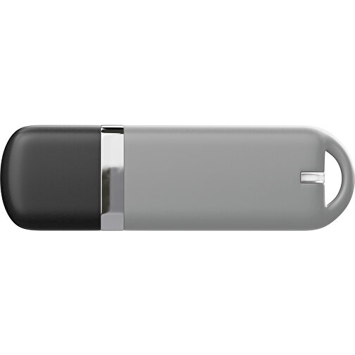 USB-Stick StylishDrive 2.0 , grau /schwarz MB , 65 GB , Gummiplastik, Kunststoff MB , 6,20cm x 0,75cm x 2,00cm (Länge x Höhe x Breite), Bild 2