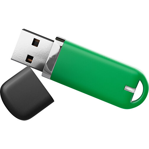 USB-Stick StylishDrive 2.0 , grün /schwarz MB , 65 GB , Gummiplastik, Kunststoff MB , 6,20cm x 0,75cm x 2,00cm (Länge x Höhe x Breite), Bild 1
