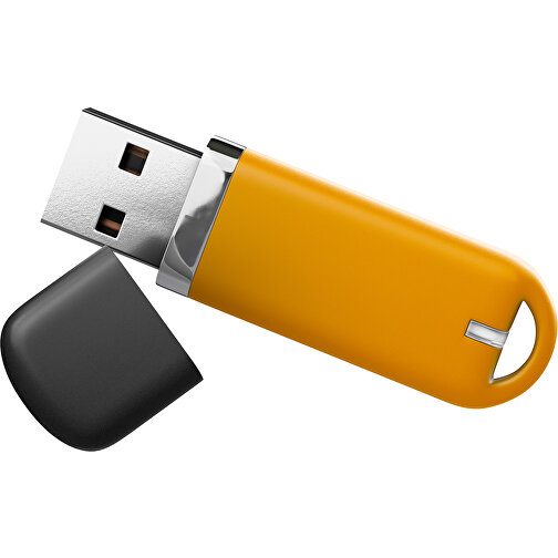 USB-Stick StylishDrive 2.0 , kürbisorange /schwarz MB , 65 GB , Gummiplastik, Kunststoff MB , 6,20cm x 0,75cm x 2,00cm (Länge x Höhe x Breite), Bild 1