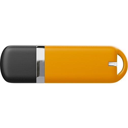 USB-Stick StylishDrive 2.0 , kürbisorange /schwarz MB , 65 GB , Gummiplastik, Kunststoff MB , 6,20cm x 0,75cm x 2,00cm (Länge x Höhe x Breite), Bild 2