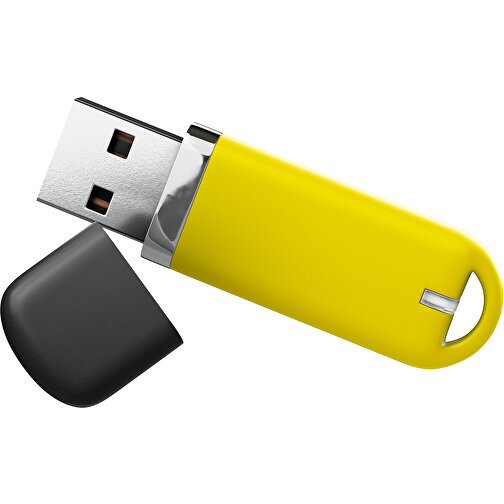 USB-Stick StylishDrive 2.0 , gelb /schwarz MB , 65 GB , Gummiplastik, Kunststoff MB , 6,20cm x 0,75cm x 2,00cm (Länge x Höhe x Breite), Bild 1