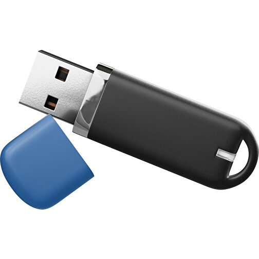 USB-Stick StylishDrive 2.0 , schwarz / dunkelblau MB , 65 GB , Gummiplastik, Kunststoff MB , 6,20cm x 0,75cm x 2,00cm (Länge x Höhe x Breite), Bild 1
