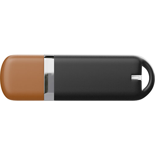 USB-Stick StylishDrive 2.0 , schwarz / braun MB , 65 GB , Gummiplastik, Kunststoff MB , 6,20cm x 0,75cm x 2,00cm (Länge x Höhe x Breite), Bild 2